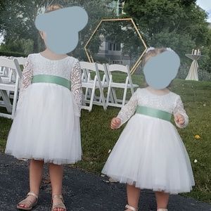 Off white tulle and lace flower girl dresses